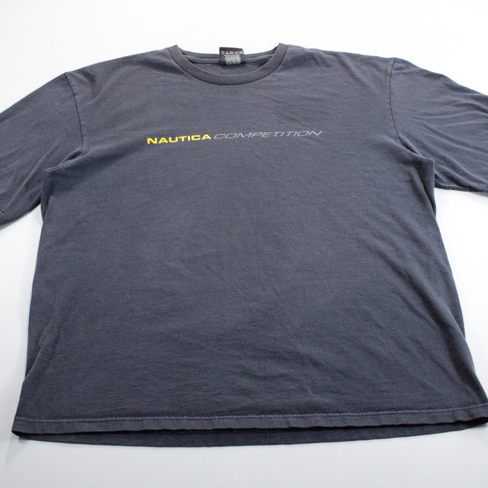 Vintage Nautica Competition T Shirt XXL Mens Black Spell Out Logo Made in USA